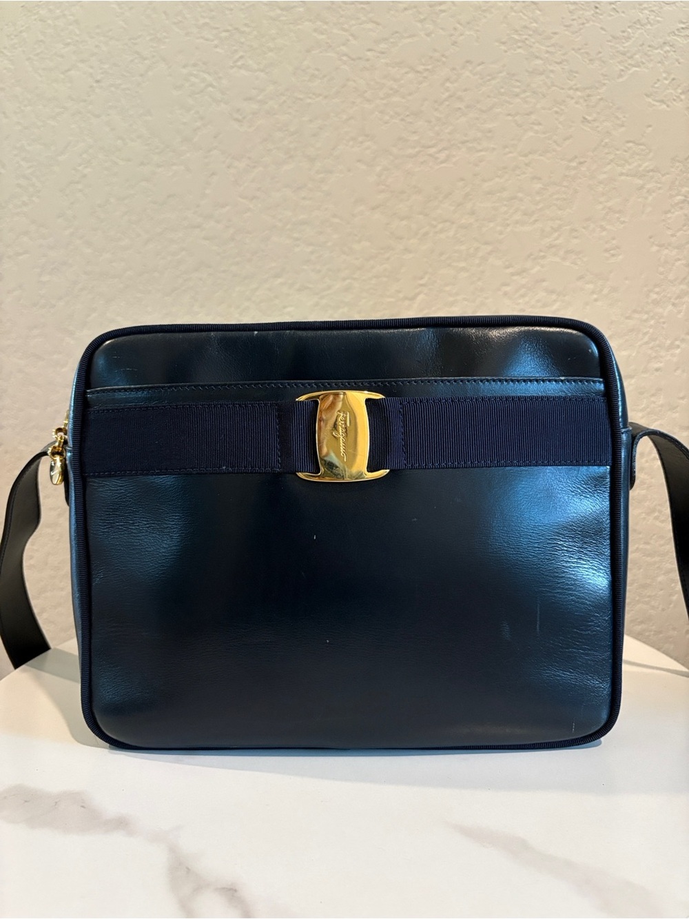 Salvatore Ferragamo Black Leather Crossbody Bag